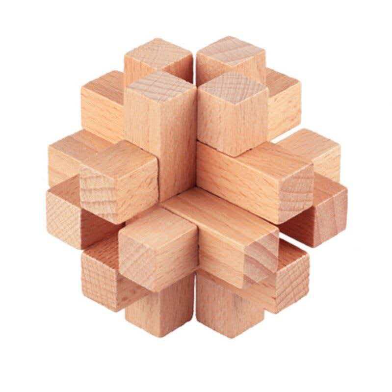 Luban Lock Twelve Column Wooden Interlocking Puzzle Cubes Difficulty Disentanglement  Brain Teasers Iq Toys For Kids Adults