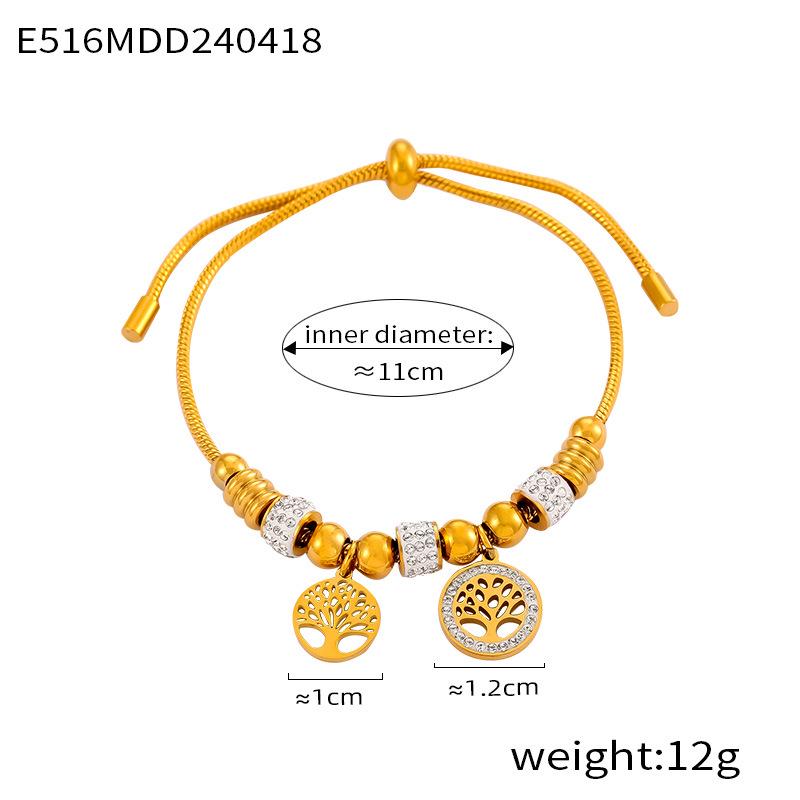 Retro Ethnic Style Rhinestone Geometric Pattern Bracelet Set for Women - Gold Plated Titanium Steel