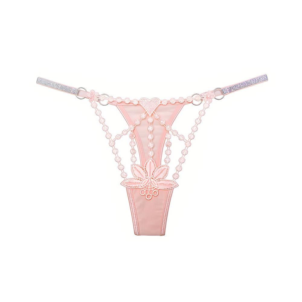 Sexy Transparent Trendy European and American Women's Thong Ultra-thin Hollow Water-soluble Embroidered Thin Belt Tempting Low-rise T-shaped Underwear