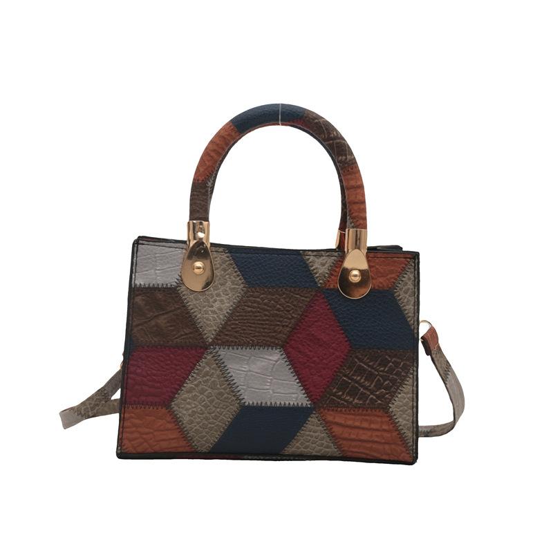 

Зрощена контрастна кольорова сумка для жінок, нова модна модна текстурна сумочка, повсякденна сумка на плече великої місткості синій