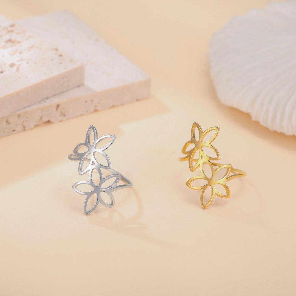 Cazador Flowers Rings for Women Gold Color Finger Rings Stainless Steel Jewelry 2026 Trend Party Birthday Gift Wholesale
