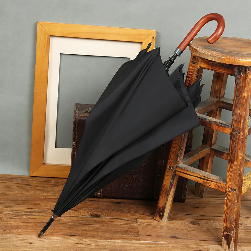 Automatic 8-bone Golf Umbrella Wooden Hand Bent Straight Umbrella Plus Umbrella