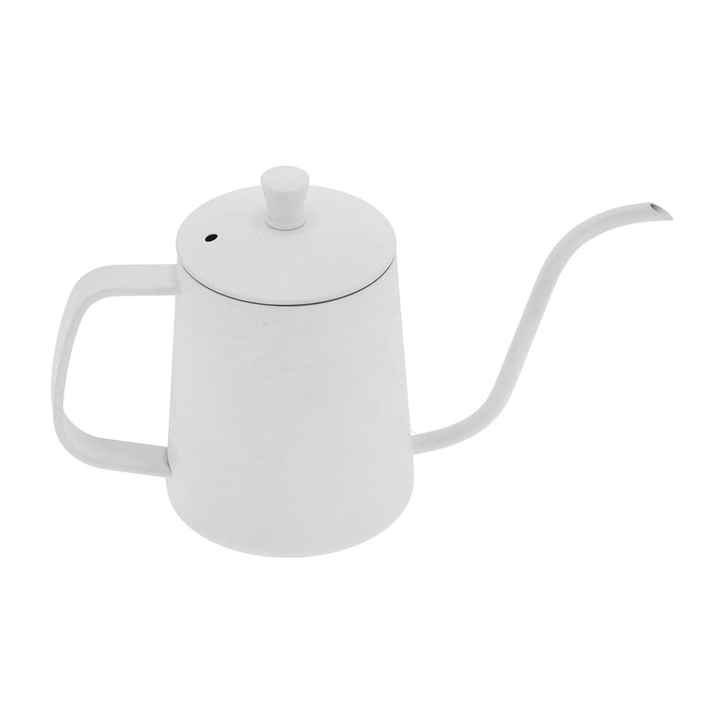 Gooseneck Coffee Pot, Drip Kettle, 350ml, Narrow-Mouth Stainless Steel, Coffee and Tea, Coffee Drip Pot (White)