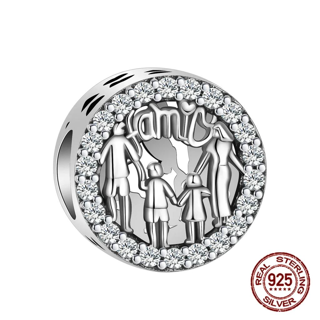 925 Silver Family Grandma Love You Mother Beads Pandent Charm Fit 4MM Hole Diameter Bracelet DIY Bead Ms Jewelry Gift