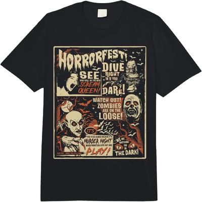 Vintage Horrorfest Poster Halloween Film Old Time Horror Comfort Colors Erwachsenen Schweres T-Shirt