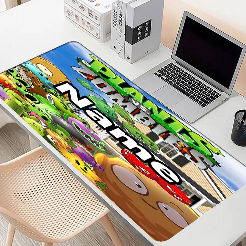 Custom Name Personalized Plants vs. Zombies Pattern Mousepad, Laptop PC Desk Mat, Decorative Desk Mat for Home Keyboard Pad Gift