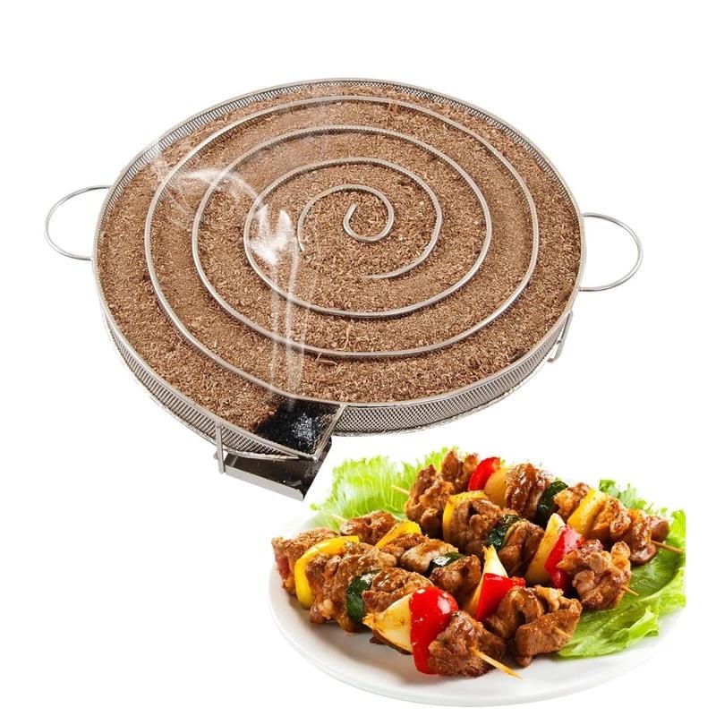 304 Stainless Steel Round Mesh Smoker Basket for BBQ