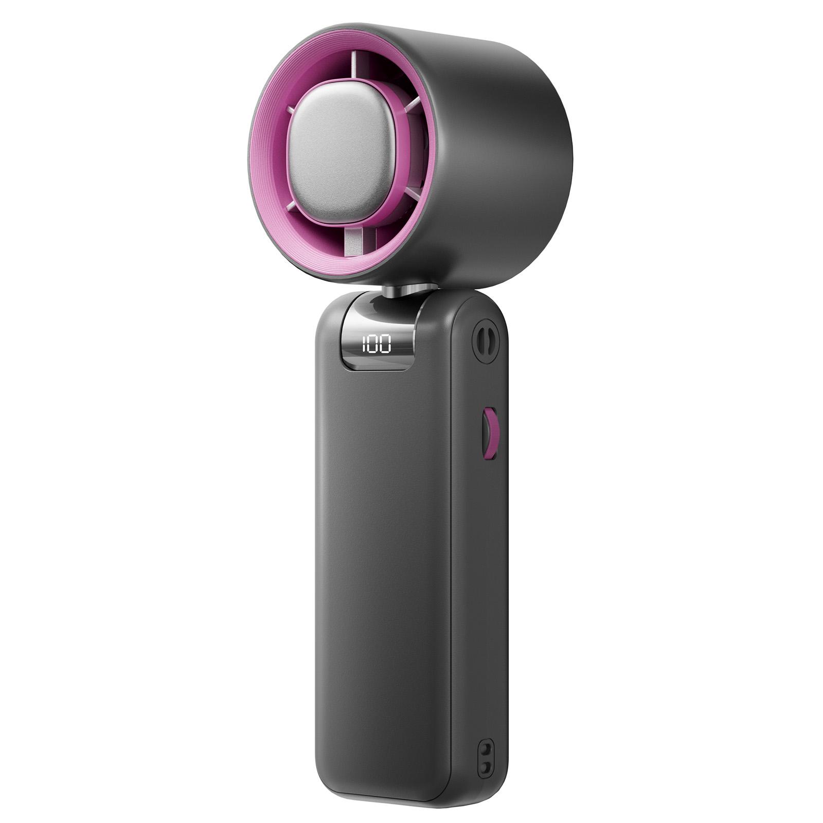 Portable Handheld Fan, USB Rechargeable Digital Display Fan, Foldable Desktop Fan, Cooling & Ice Compress Hanging Neck Fan with Lanyard