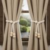 Adjustable Curtain Tie Straps Minimalist Soft Curtains Tie Rope Anti-Slip with Wooden Bead Curtain Tiebacks Dormitory