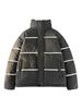 Unisex Stylish Striped White Duck Down Jacket - Trendy, Youthful, Warm Outerwear