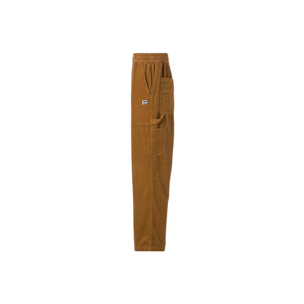 Puma Pantaloni Casual a Gamba Dritta Stampati con Logo del Marchio a Colore Uniforme Uomo Fondo Marrone 535677-74