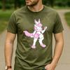 Full Body Pink White Protogen Waving Graphic T Shirt Unisex Crew Neck Short Sleeve Fandom Fan Holiday Gift Top