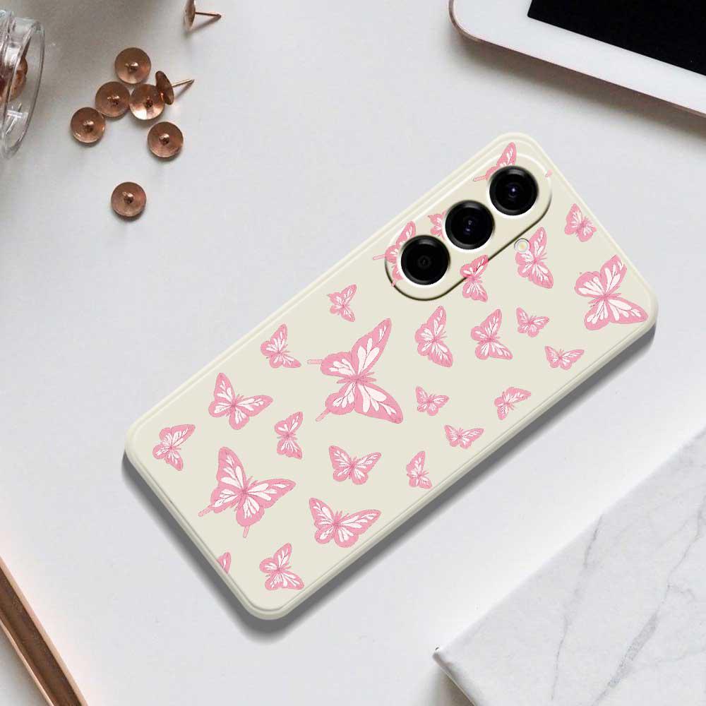 For Samsung Galaxy A56 5G Case Pink Butterflies Pattern Printing Straight Edge TPU Phone Back Cover