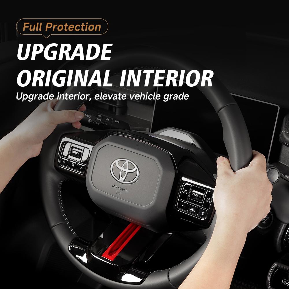 For Toyota RAV4 2026 Steering Wheel Trim ABS Glossy Black/Carbon Fiber&Red Easy Install Protective Cover Interior Accessories