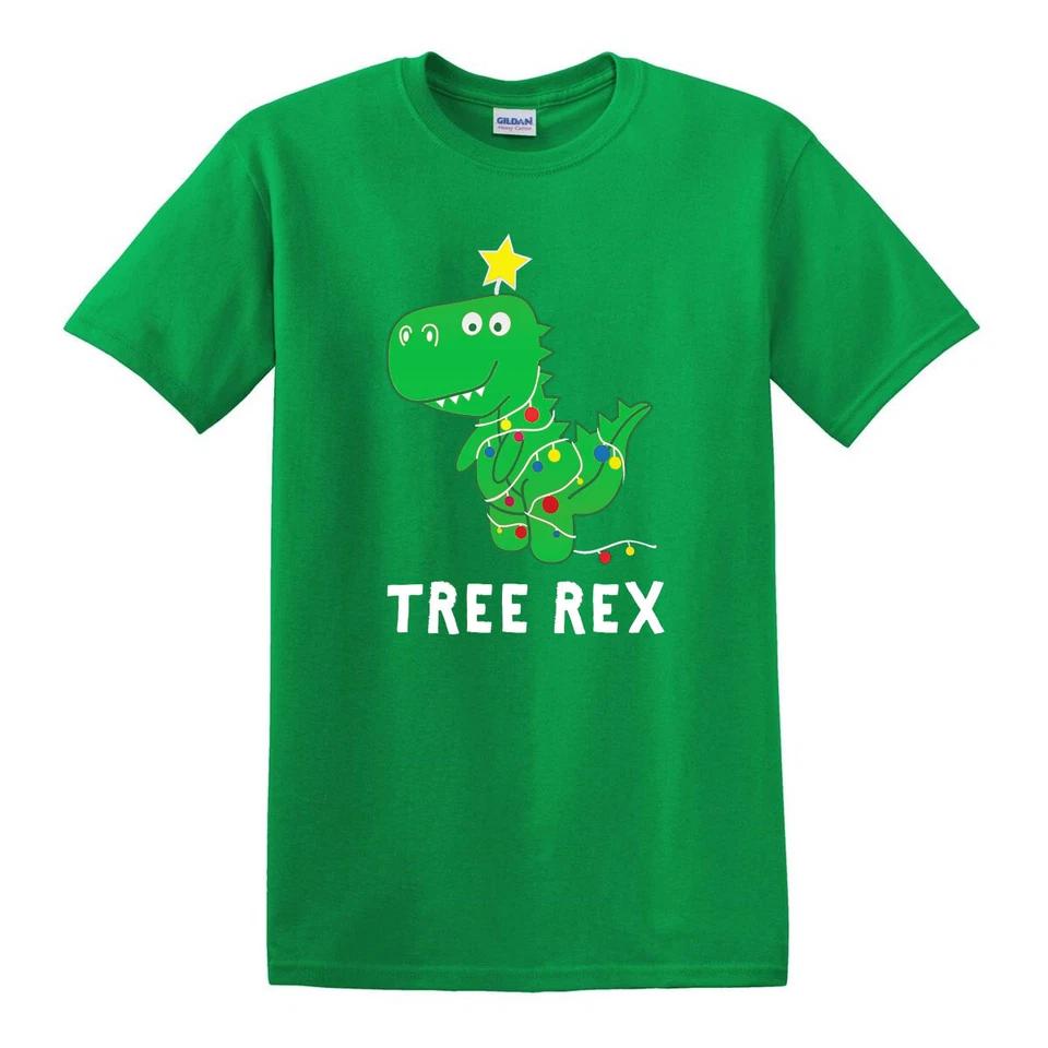 Christmas Tree Rex T-Shirt Tea Rex Dinosaur Lights Xmas Gift Funny T-shirt Top 3 S