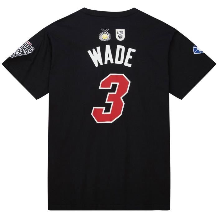 T-shirt - mitchell &amp; ness - miami heat hall of fame - 100% coton - coupe ajustée - noir