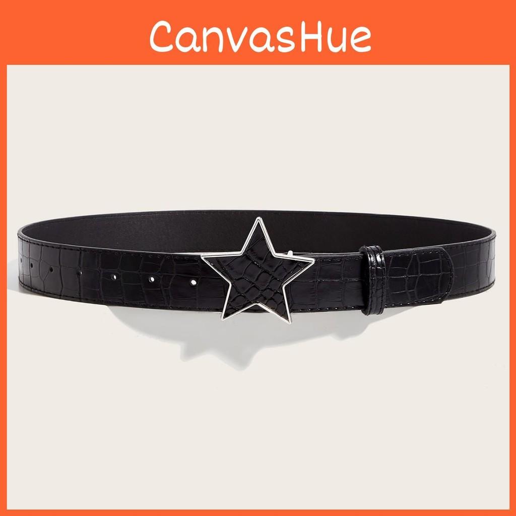 Punk Style Pu Leather Belt With Star Decor And Snap Fastener For Adults Teens