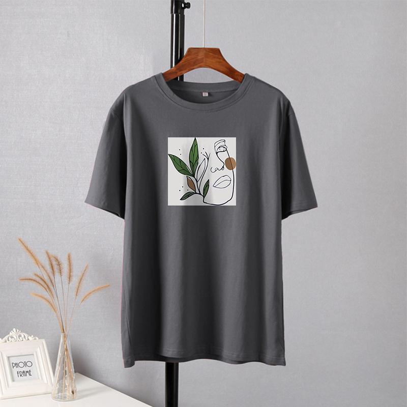Shellsuning Oversized Aesthetic Printing T-shirts for Women Summer New 100% Cotton Casual Retro Basic Tees Female Korean Harajuku Tops