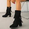 Fashion 2025 New Mid-Tube Boots Suede Block Heel Super High Heel Side Zipper Fashion Boots for Autumn and Winter Women