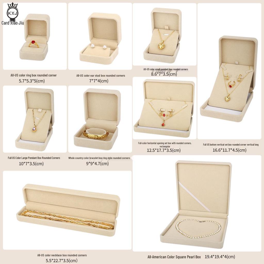 Velvet Jewelry Box for Rings, Pendants, Bracelets & Necklaces with Rounded Corners - Customizable Logo Option