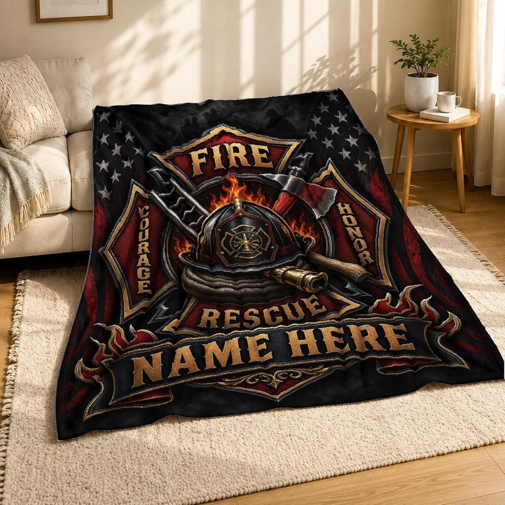 Firefighter Tribute Emblem Coral Fleece Blanket