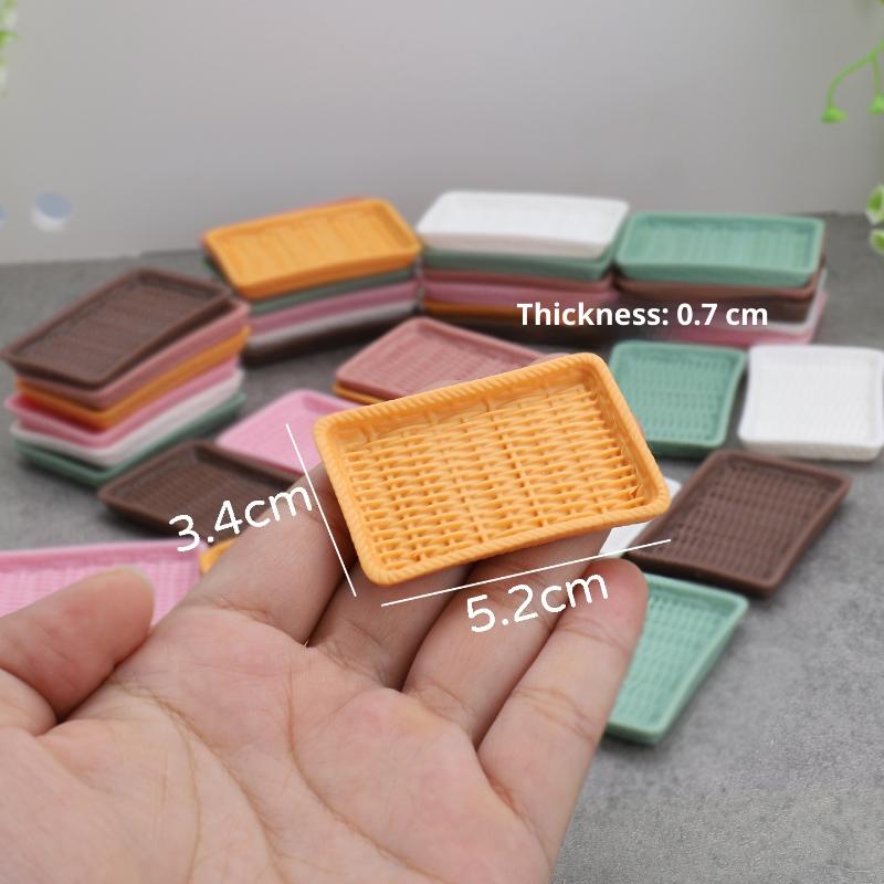 10Pcs Dollhouse Simulation Miniature Kitchen Cutlery Dish Plate Dessert Bread Plate Model Ornament Toys Doll House Accessories
