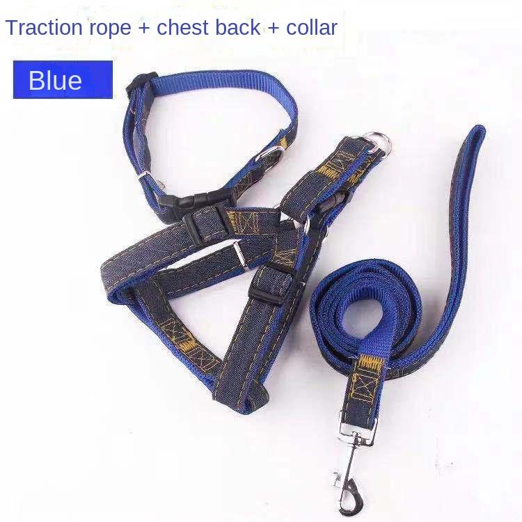 Pet Leash Denim Patch Chest Strap Walking Dog Leash Dog Leash Dog Leash Pet Supplies