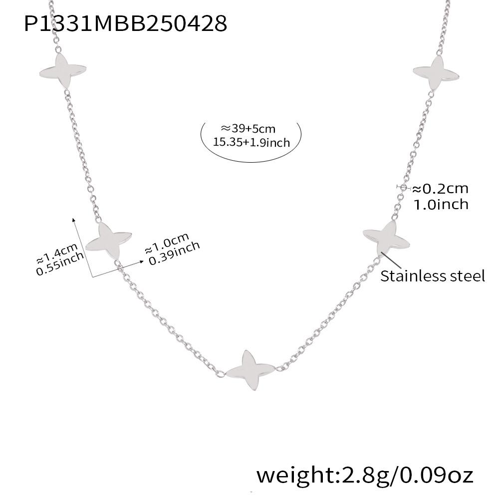 Qiong Yao Elegant French Zirconia Clover Necklace