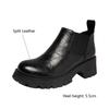 Fashion Autumn Split Leather Ankle Boots Women Round Toe Chunky Heel Platform Boots for Women Winter Short Boots Concise Women Boots