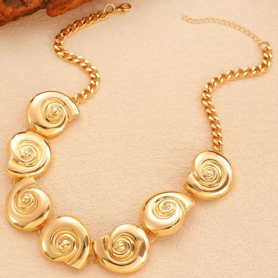 Necklace Earrings Set Exaggerated Snail Pendant And Earrings with Metallic Luster Bohemian Summer Party Jewelry for Beach Vacation And Party Wear