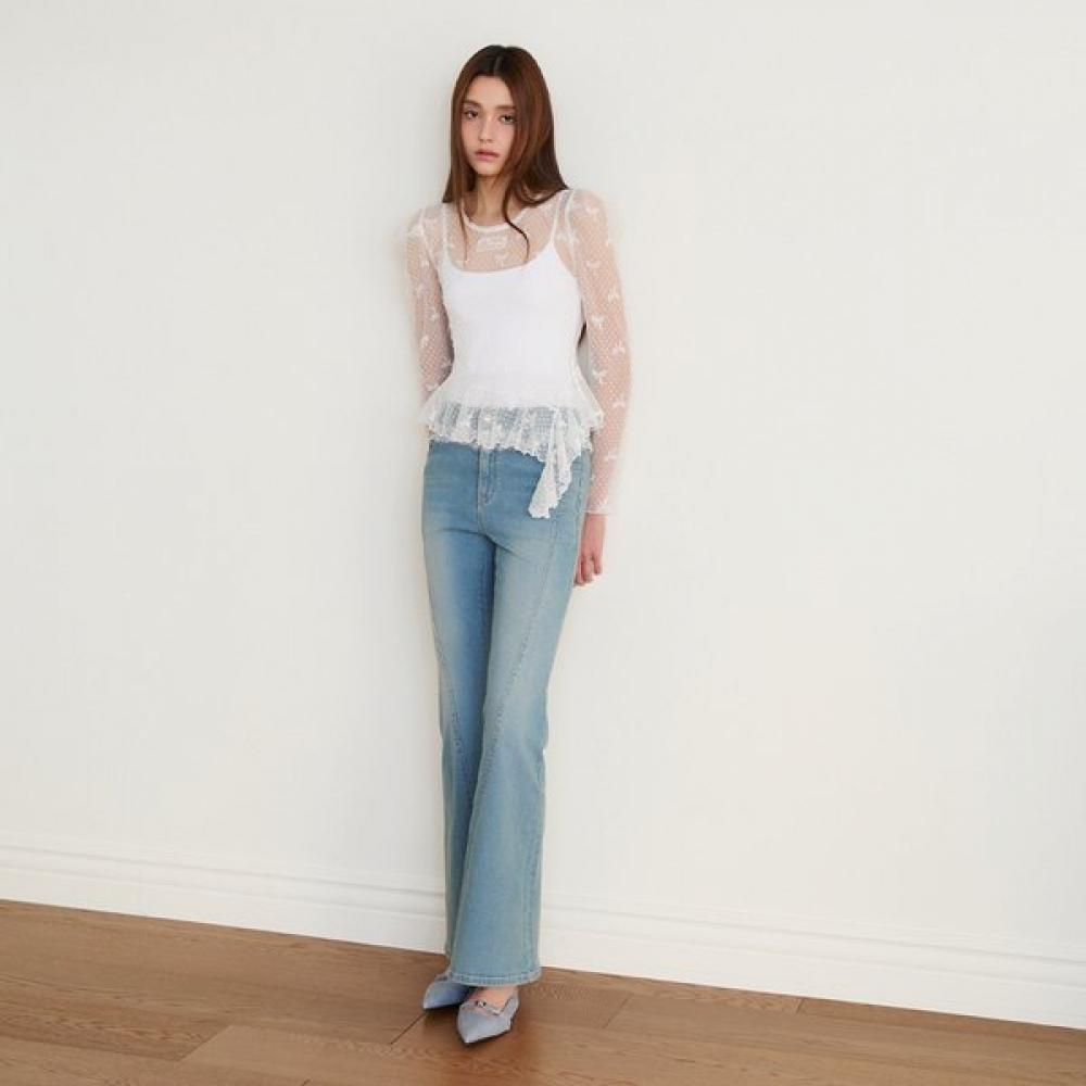 EGOIST Lace Span Denim Bootcut Pants Es2odp02 