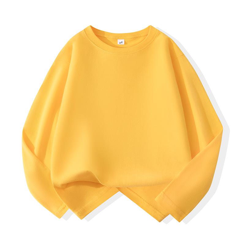 Kids' Solid Color Long-Sleeve Cotton T-Shirt for Boys & Girls, Customizable Base Layer for Older Children