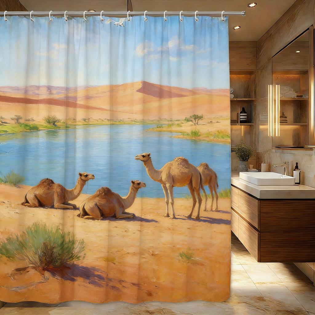 Cherry Blossom Duck Shower Curtain Machine Washable All Season Waterproof Privacy Protection Spring Nature Design Elegant12Hooks