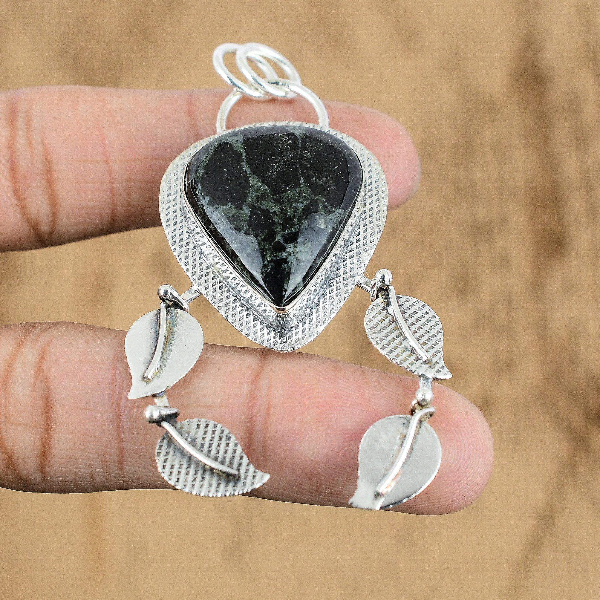

Memorial Day Sale 925 Sterling Silver Star Galaxy Jasper Stone Wedding Pendant