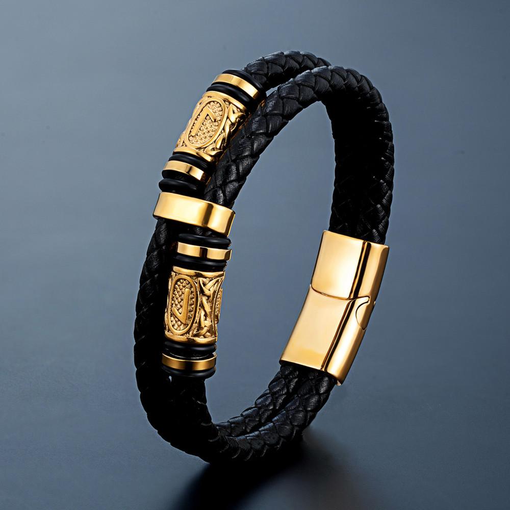 Europe, America, Men's Weaving Leather Bracelet, Double-Layer Viking Fashion Bracelet Trendy Men's Jewelry 2026