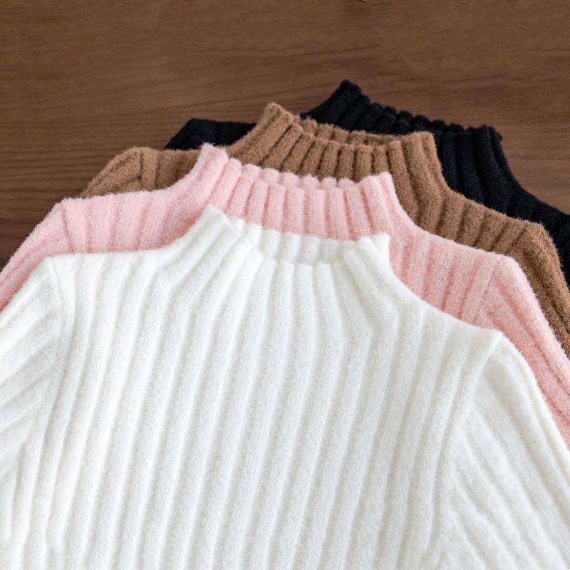 Half High Neck Baby Sweaters Autumn Winter Kids Boys Girls Long Sleeve Pure Color Knit Sweater Baby Kids Boys Girls Pullover Sweatersdershirt
