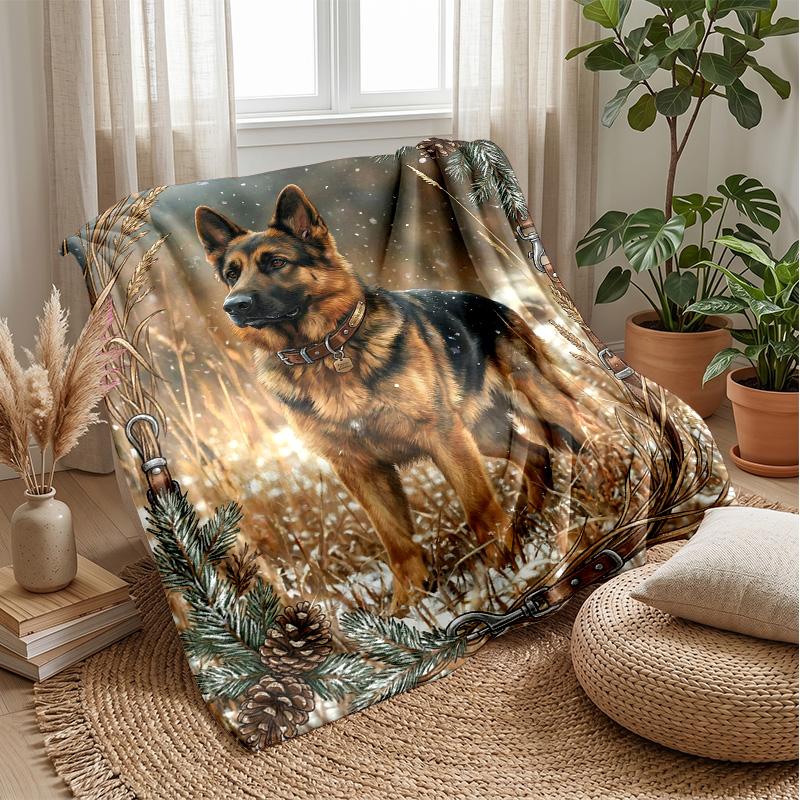 Winter Christmas Dogs Theme Blanket Lightweight Warm Flannel Blanket Decorative Throw Blanket for Home Decoration