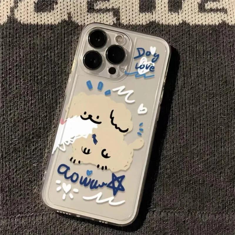 

Милый мультяшный чехол для телефона с парой кошек и собак для iPhone 17 16 15 11 12 14 13 Pro Max Mini XS XR 7 Plus 17E Air Ударопрочный чехол Fundas iPhone 13 Pro Max