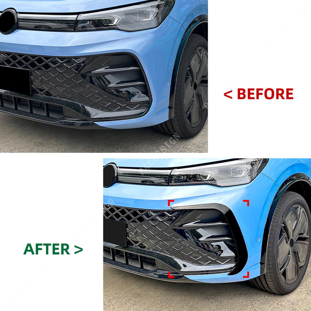 Spoiler Paraurti Anteriore Auto Griglia Fendinebbia Rivestimento Lama Vento Per VW TIGUAN MK3 Rline 2024+ 2 Pezzi Rivestimento ABS Kit Carrozzeria Accessori Tuning