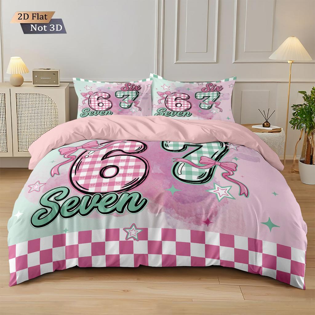 3pcs Valentine's Day Checkerboard 67 Element Print Down Duvet Cover Set Multi Size Bedroom Bedding Decoration Machine Washable