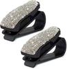2PCS Bling Bling Rhinestone Diamond Sun Visor Glasses Fastener Clip Sunglasses Eyeglasses Holder Portable Clip Auto Car Ornament
