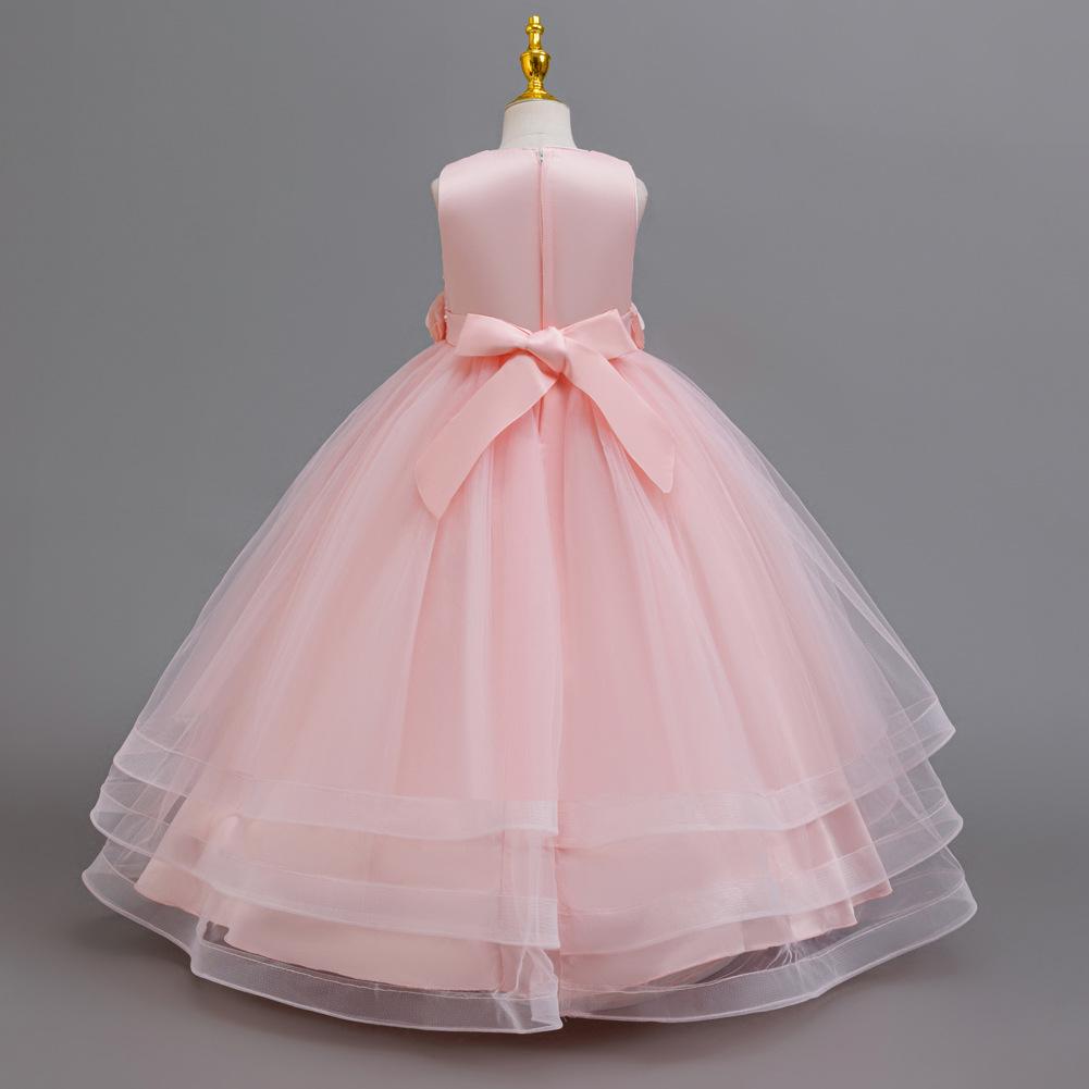 Girls Party Evening Dress Skirt Flower Mesh Tutu Middle and Big Kids Long Christmas Performance Costume 632 Children's Princess