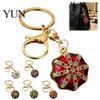 Alloy Key Ring Rhinestone Ethnic Hat Keychain, Bling Octagonal Cap Car Bag Decoration Keychain Ring, Zinc Pendant for Backpacks and Handbags Keyring