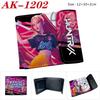 Anime Demon Huntress Group Merchandise Bifold Wallet PU Snap Button Short Purse Cartoon Card Holder Purple