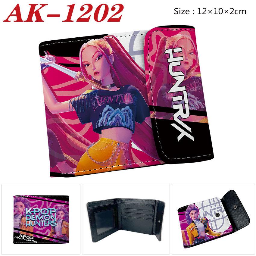 Anime Demon Huntress Group Merchandise Bifold Wallet PU Snap Button Short Purse Cartoon Card Holder Purple