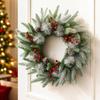 Christmas Wreath with Cedar and Red Berries - Door Hanging Holiday Decor for Home, Mall and Scene Setting