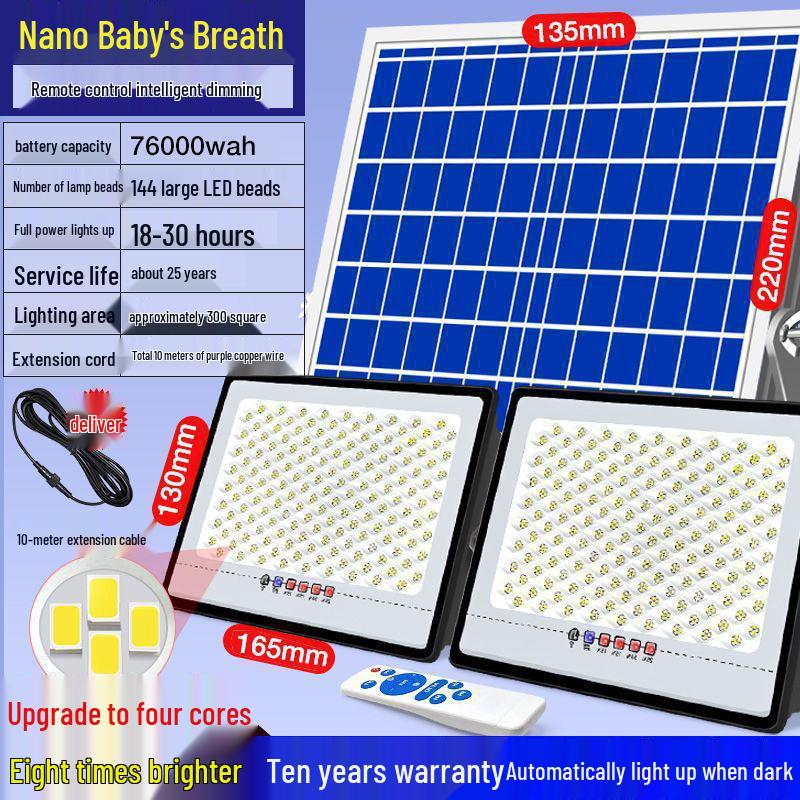 

Вуличний ліхтар для двору на сонячній батареї - Надяскравий, Безкоштовна доставка 10-meter cable + Auto-on at Dusk, free remote