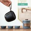 Bluestone Glaze Striped Ceramic Quick Tea Cup One Pot Three Cups Portable Kung Fu Tea Set