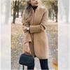 Autumn Winter New Women's Solid Color Stand Collar Woolen Coat, European American Fashion Outerwear
