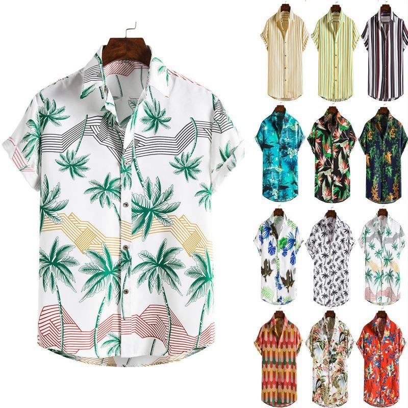 3D Printed Spring Summer Men's Beach Shirt Hawaiian Short Sleeve Flower Shirt Men's